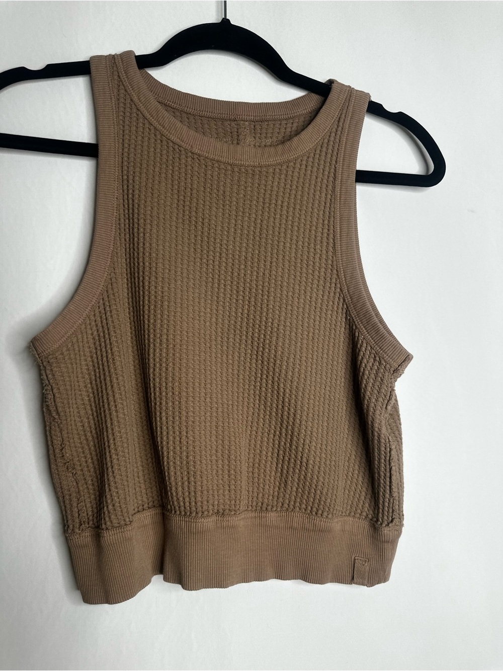 We The Free Waffle Knit Cropped Tank Top in Taupe